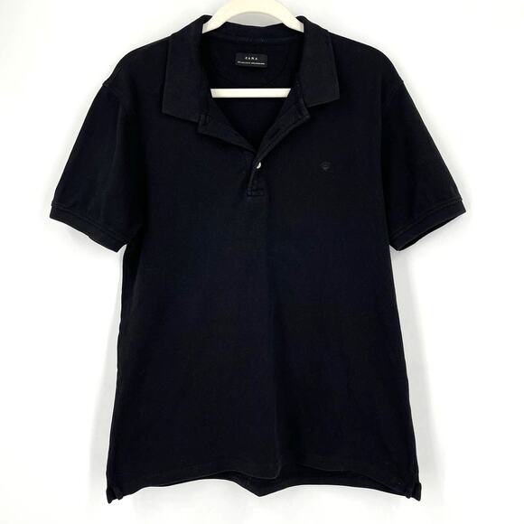 Zara Black Polo Shirt Large - Picture 4 of 4